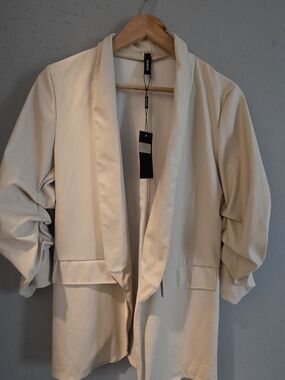 Ventti Cream Open-Front Blazer Jacket